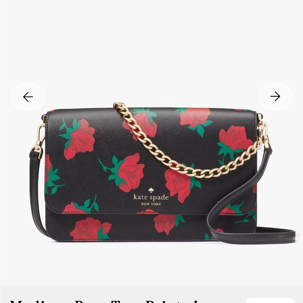 Kate Spade Black and Red Rose Crossbody Bag